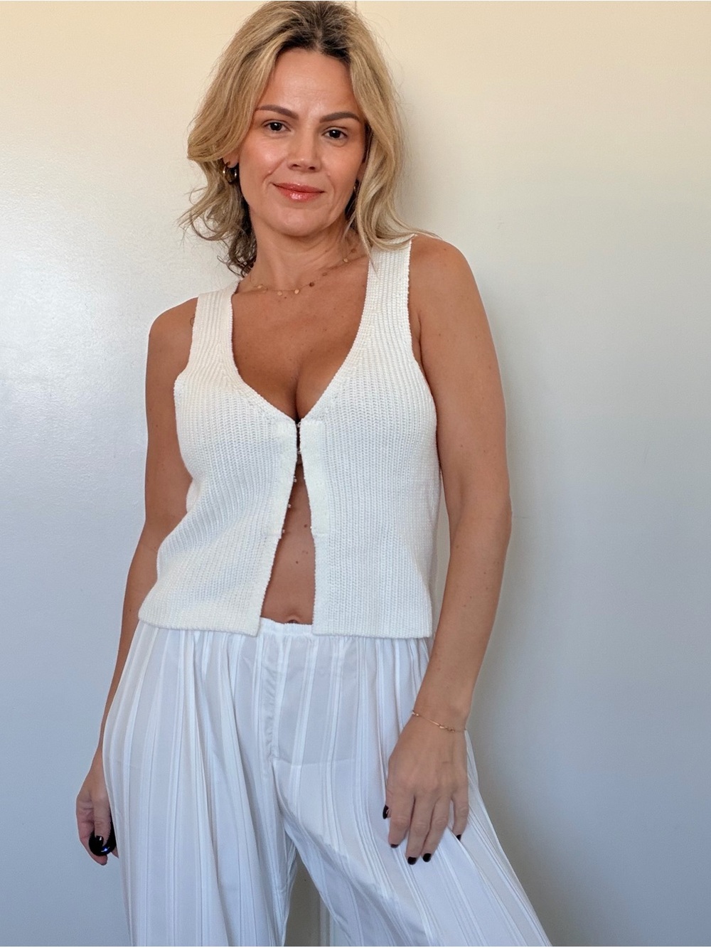 Almina Concept Knit V-Neck Vest Tank Top